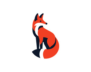 Obraz premium Geometric fox logo illustration in modern minimalist style