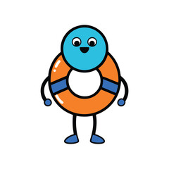 swim ring character doodle style on white
