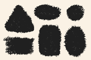 Grunge Black Ink Shapes – Rough Textured Brush Stroke Elements