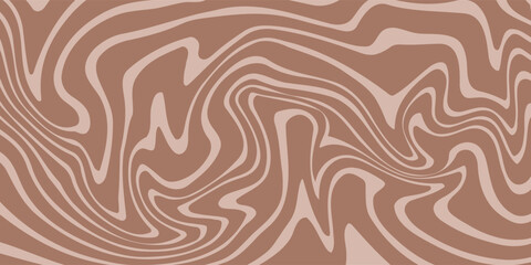 Abstract background pattern with mocha coffee waves. Psychedelic groovy trippy y2k retro seamless pattern in brow and beige colors. Wavy and swirled brush strokes liquid texture for packaging design