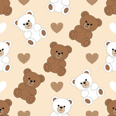 Naklejka premium Adorable teddy bear pattern cute soft playful friends for kids and nursery design