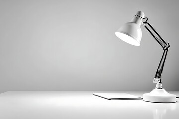 Desk Lamp Illuminating White Table with Document for Creative Workspace