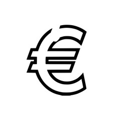 Obraz premium Euro Symbol: A bold, monochrome line art illustration depicts the Euro currency symbol with a slightly distressed, hand-drawn aesthetic.