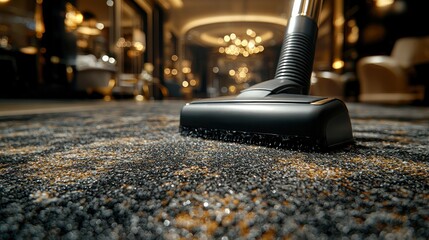 Vacuuming luxurious patterned carpet