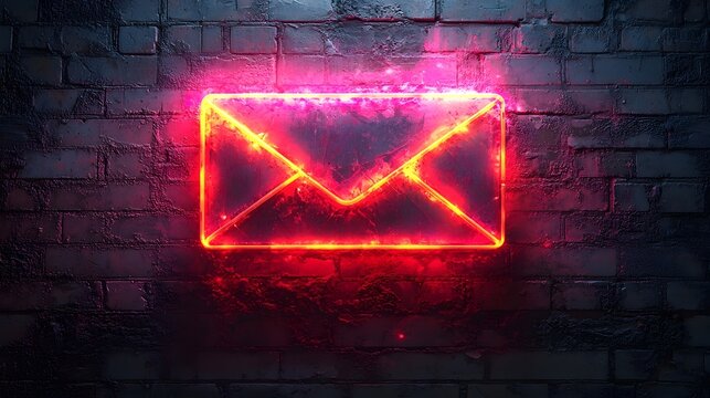 Neon email icon with glowing shadow effect