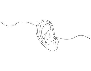 Obraz premium Human ear continuous line. Continuous one line drawing of human ear. Body anatomy concept. Single line drawing