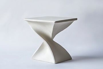 Minimalist White Side Table with Unique Twisted Design for Modern Home