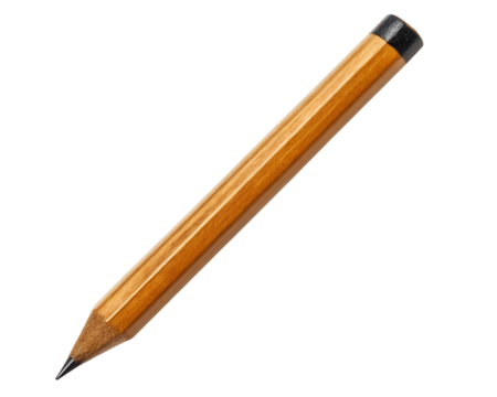 Natural wooden pencil with metallic eraser, minimalistic writing tool for drawing, sketching, and note-taking, school or office supply isolated on transparent background