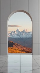 Archway to Majestic Mountains: Modern Interior Design