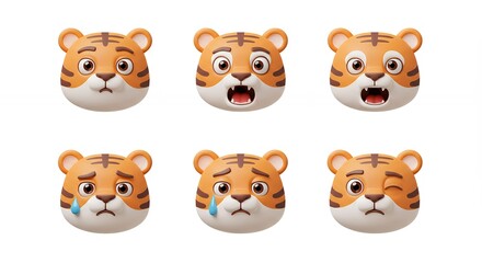 Tiger emoji faces variety illustrations