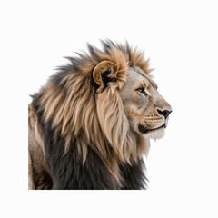 Majestic Lion: A detailed portrait captures the regal essence of a male lion, showcasing its magnificent mane and penetrating gaze.