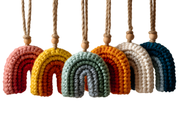 Handmade infant booties crafted from pastel yarn with soft cuffs, flat lay composition, isolated on transparent background