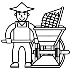 Maize Sheller line art vector