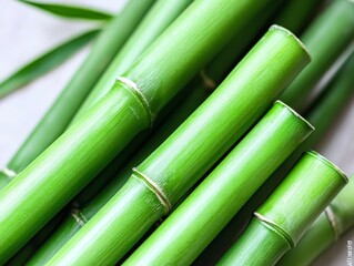 Obraz premium Closeup of vibrant green bamboo stalks