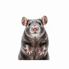 Obraz premium Friendly Gray Rat: A close-up studio portrait of a charming gray rat with a curious expression.
