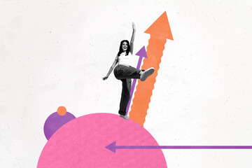 Creative artwork template sketch image 3D collage of direction target road aim graphics showing...