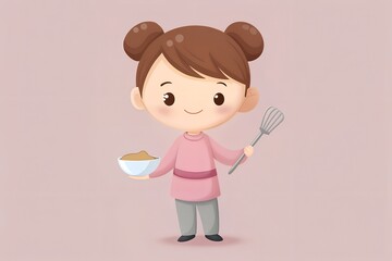 Cute Cartoon Illustration of a Young Girl Alternative