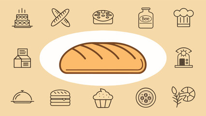 Set of Bread vector design, Bread Logo and icon vector design, Toasted Bread Illustration vector design