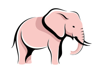Obraz premium Stylized pink elephant illustration with smooth lines and a minimalist design