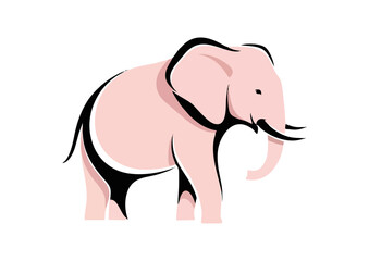 Fototapeta premium Stylized pink elephant illustration with smooth lines and a minimalist design