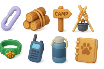 Camping adventure icons collection for outdoor enthusiasts