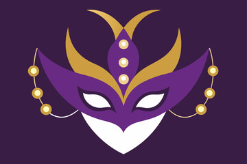 purple and gold mask with pearls