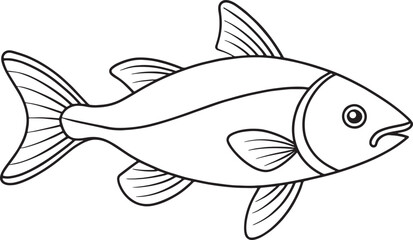 Catfish cartoon drawing in fun line style ideal for coloring pages and aquatic themes
