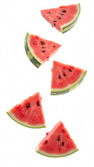 Fresh watermelon slices arranged in visually appealing manner, showcasing vibrant colors and juicy texture, perfect for summer enjoyment