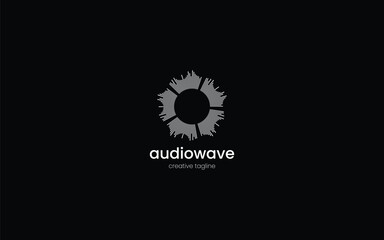 Circular Sound Ring Logo with Radiating Equalizer Lines. Can be used for DJ label identity, nightclub visual branding, or EDM promotion