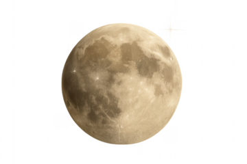 Full moon shining bright with transparent background