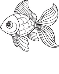 Goldfish illustration in bold outline perfect for artistic coloring or aquaticthemed books