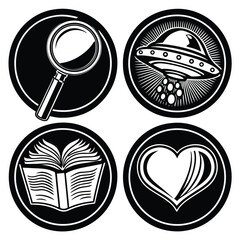 A vector illustration set with a heart and black and white shield on an abstract background design