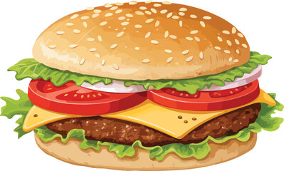 Burger illustration vector design in isolated background, Burger Logo and icon design