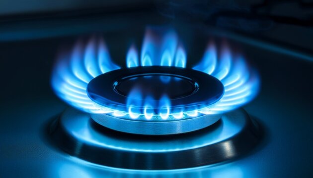 blue flame on gas stove burner