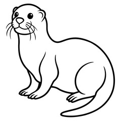 Simple Otter Line Sketch