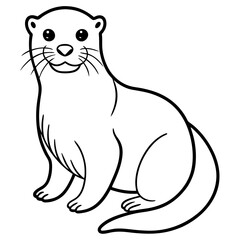 Simple Otter Line Sketch
