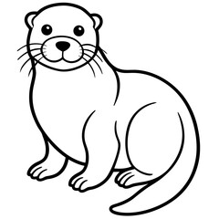 Simple Otter Line Sketch