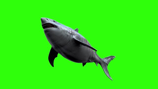 great white shark Close-up gray bull shark swimming, feeding underwater in ocean. Shark diving, Great White Shark. Realistic animation 4K. the shark comes up at camera underwater in the sea 3D render