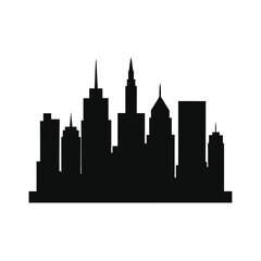 Naklejka premium Silhouette of urban city skyline with skyscrapers on white background 