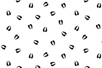 Scatter seamless pattern with black sheep footprints on a transparent background for wrapping, textile or fabric