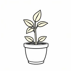 Pot plant outline icon with linear style . Plant in pot simple line vector icon for mobile concept and web design. Single potter plan.