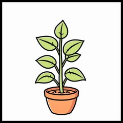 Pot plant outline icon with linear style . Plant in pot simple line vector icon for mobile concept and web design. Single potter plan.