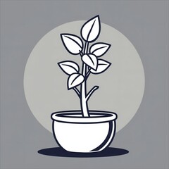 Pot plant outline icon with linear style . Plant in pot simple line vector icon for mobile concept and web design. Single potter plan.