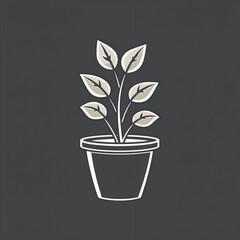 Pot plant outline icon with linear style . Plant in pot simple line vector icon for mobile concept and web design. Single potter plan.
