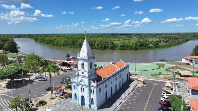 Metropolitan Cathedral At Araioses In Maranhao Brazil. Church Landscape. Religion Background. Travel Destination. Metropolitan Cathedral At Araioses In Maranhao Brazil. Viva Araioses Square.