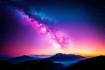 A view of the milky way over a mountain range at night