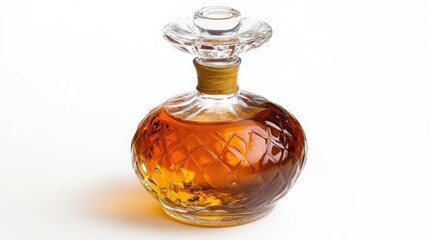 A Bottle of Perfume. Glass Bottle Isolated on White