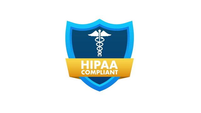HIPAA and HI compliant golden and blue shield on white and green screen