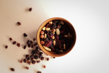 healthy eating, oat flakes, pistachios, raisins, nuts, muesli