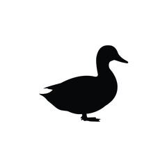 Mallard duck silhouette vector flat design on white background.
